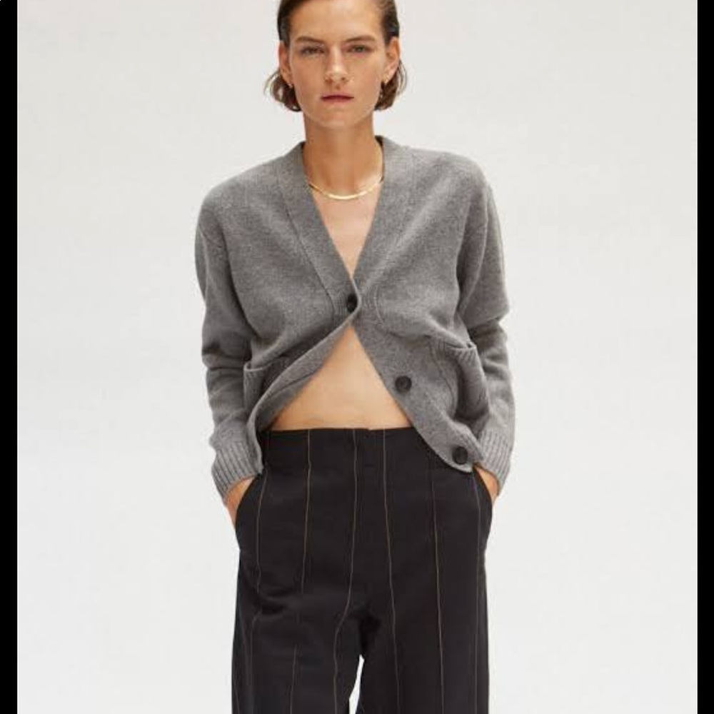 Mango wool blend gray button down grandpa cardigan oversized fit